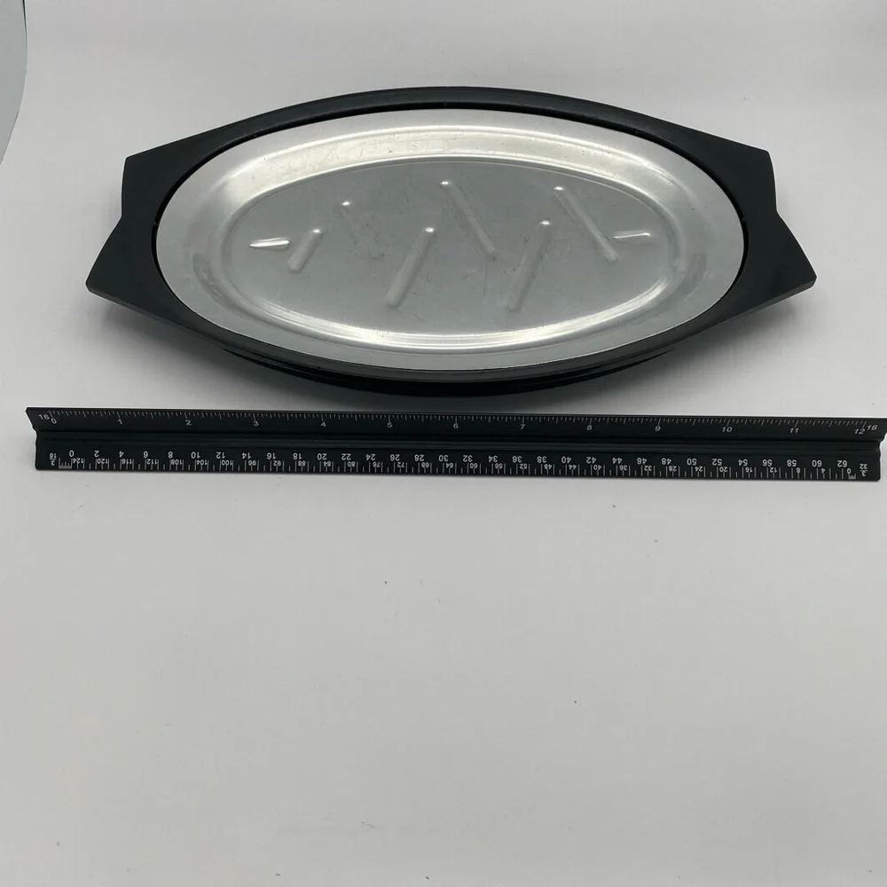Nordic Ware Aluminum Steak Sizzler Platter Heat-Resistant Black Holder